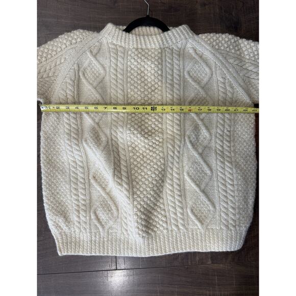 Cream Irish Wool Knit TERESAS COTTAGE Bruckless Pullover Sweater Men's L - Picture 6 of 6